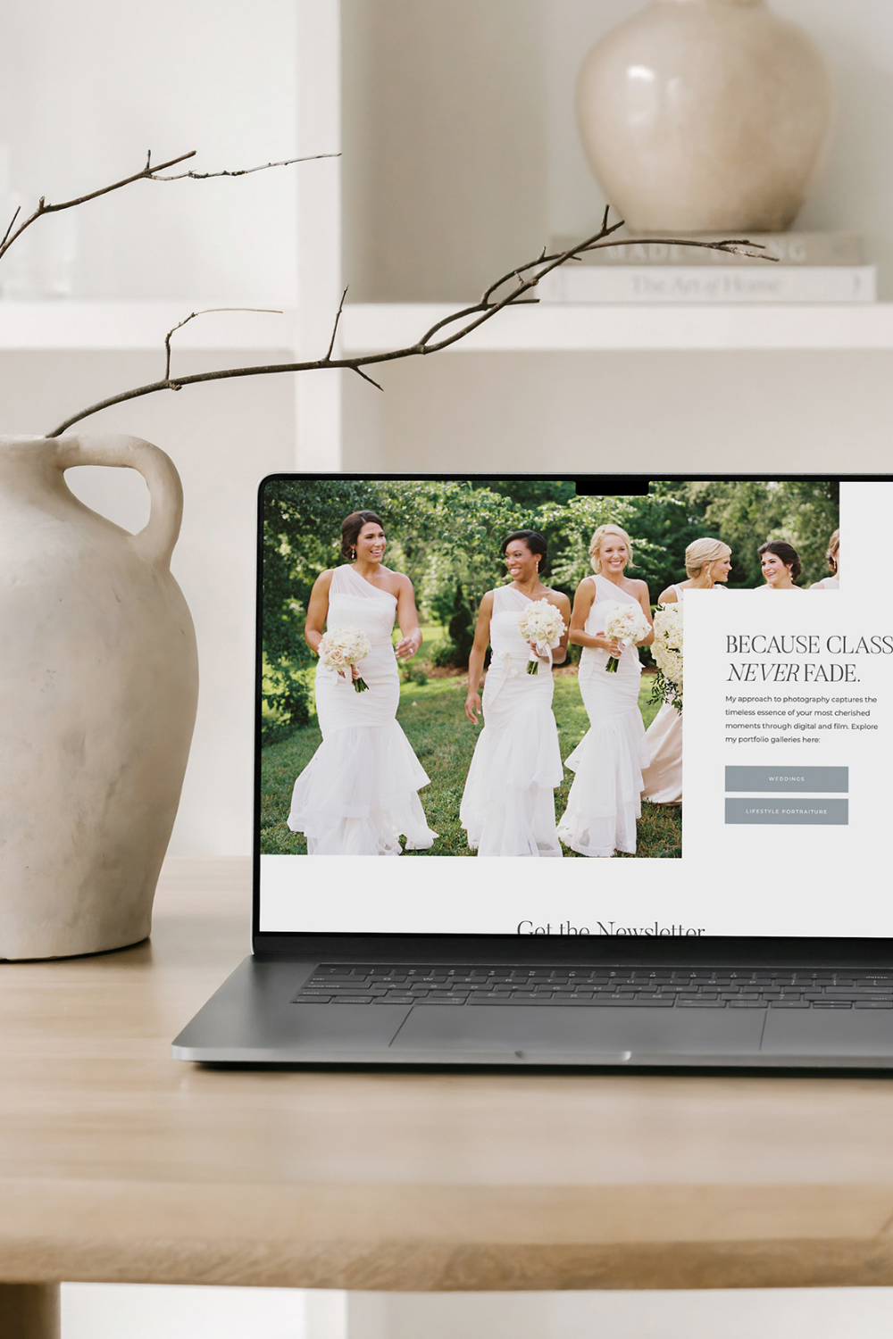 Sophisticated ShowIt website design customization for a wedding and lifestyle photographer. Click to get a peek into this project on ADesignHaus.com.